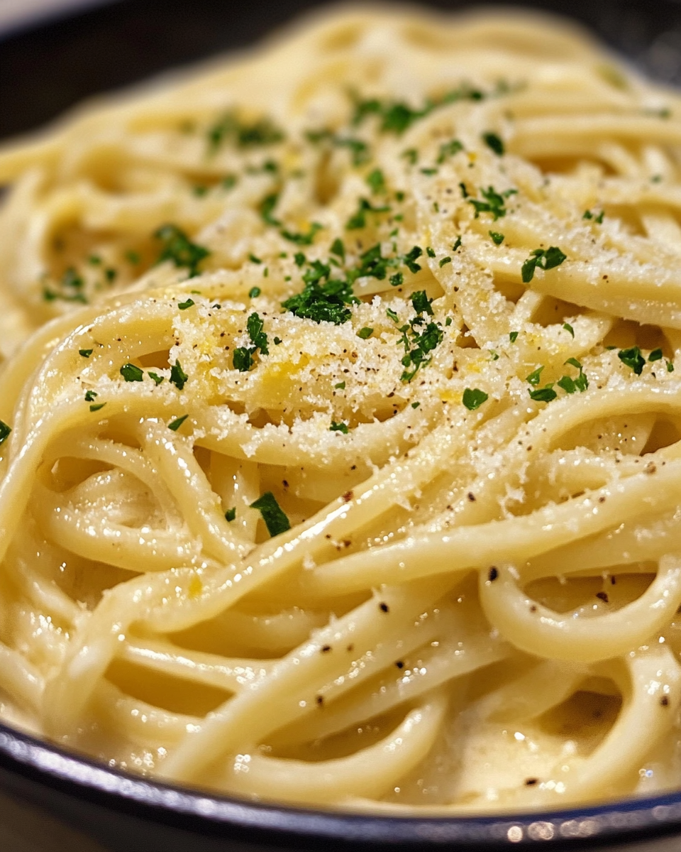 Ingredients for creamy lemon garlic pasta