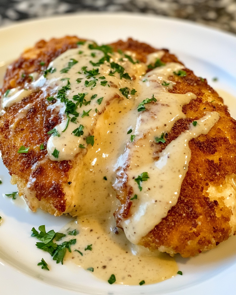 Crispy and creamy chicken cordon bleu with dijon sauce