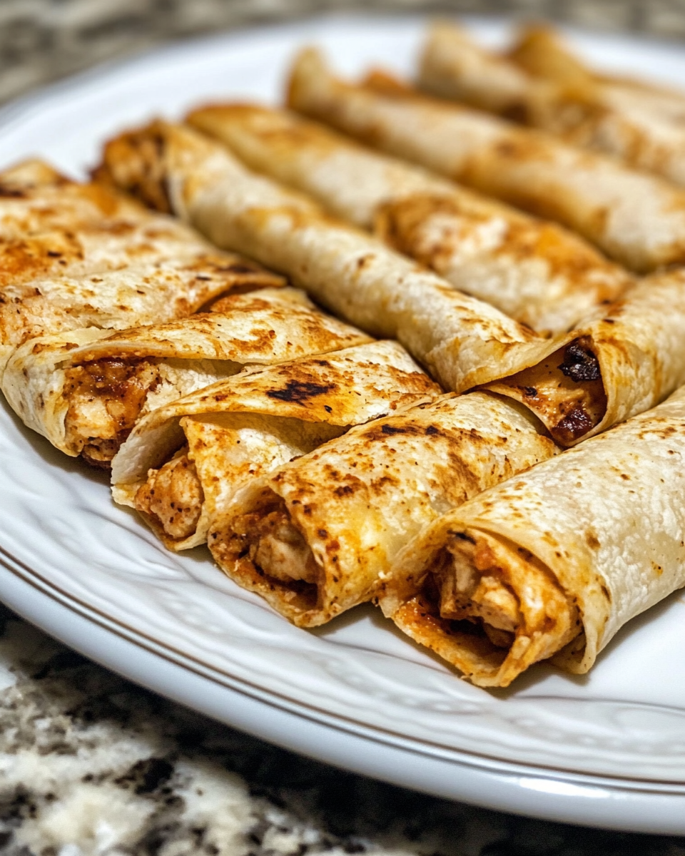 ready to eat crispy chicken taquitos on a plate