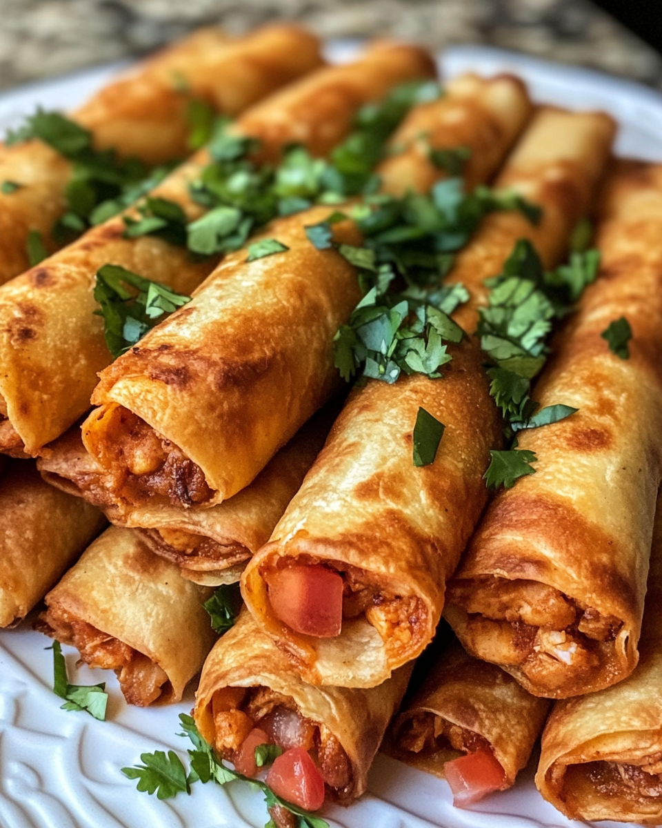 Pot lid rattling with crispy chicken taquitos