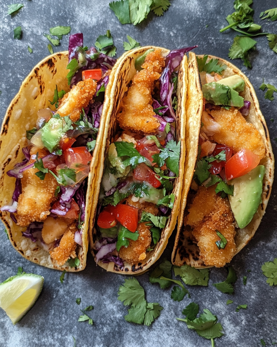 Finished smash dumpling tacos served with sauces