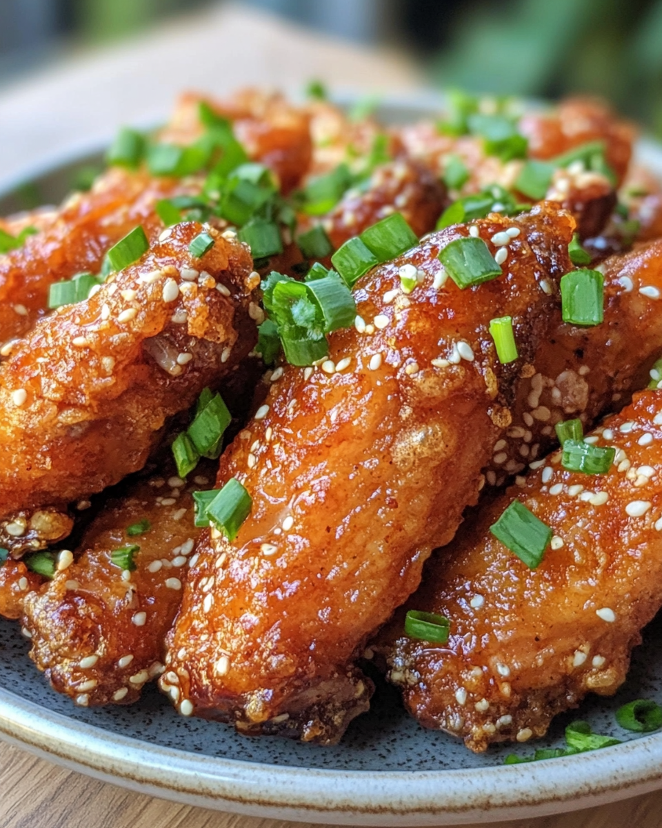 Golden crispy fried chicken wings plated and ready