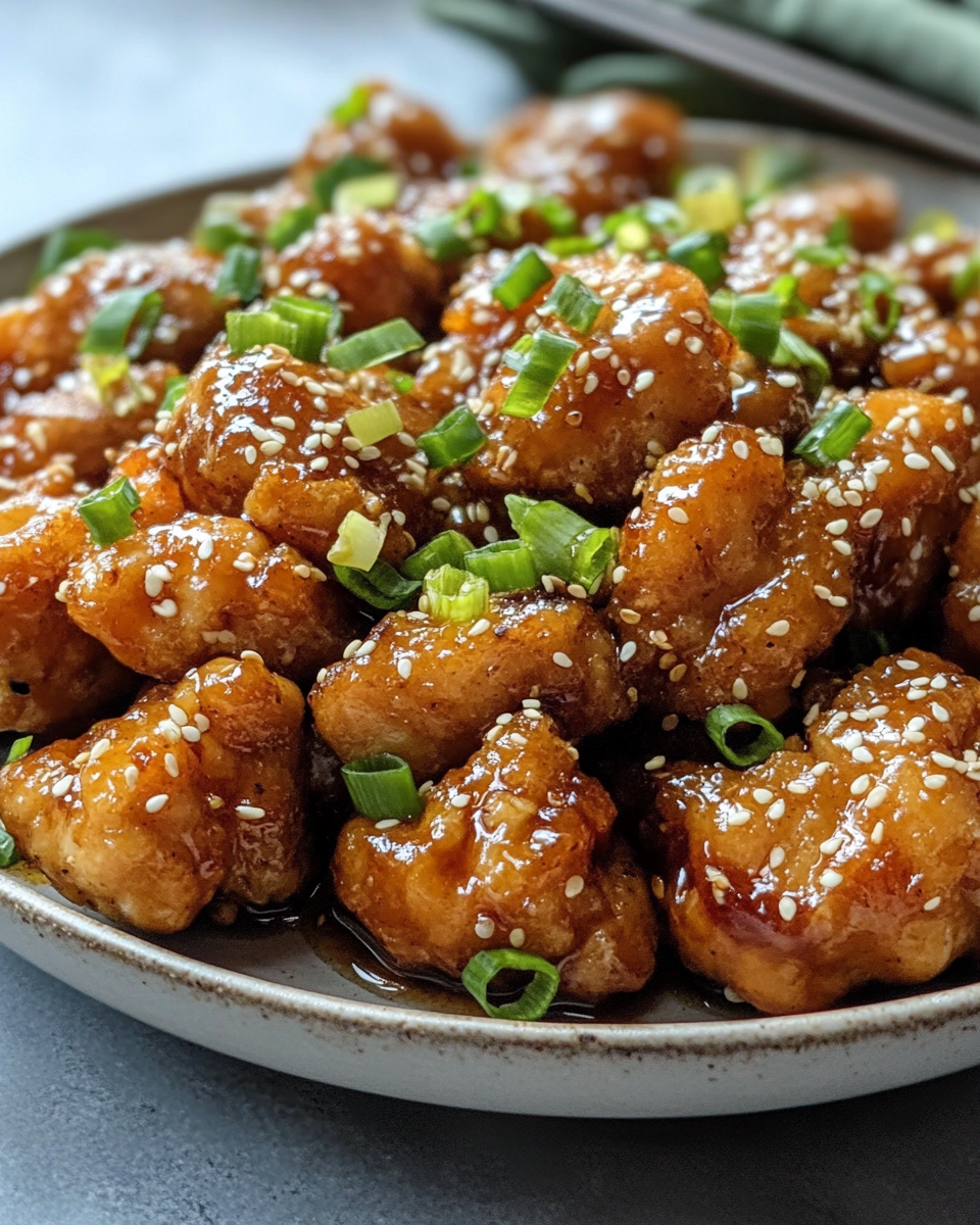 Honey garlic chicken cooking process in pan showing sauce thickening
