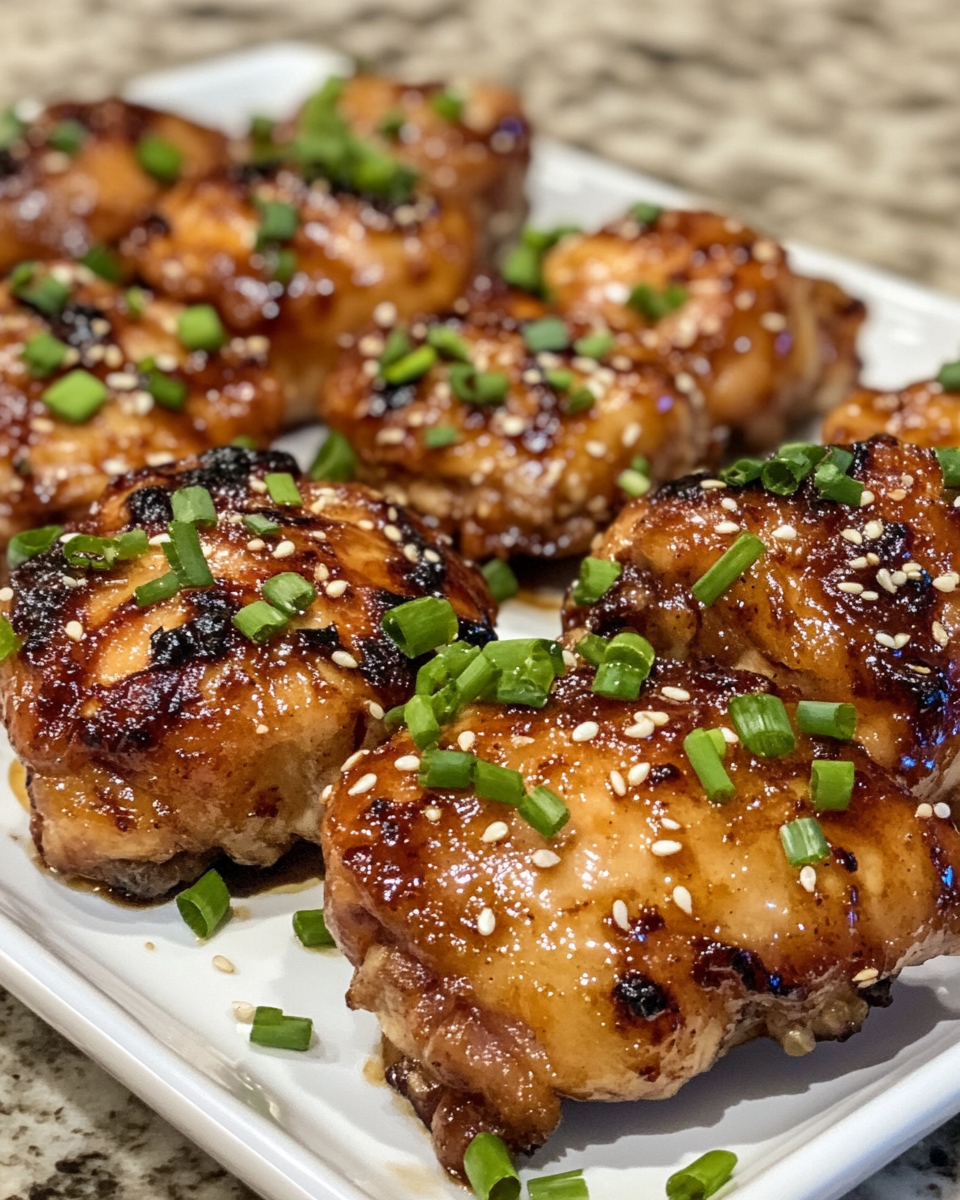 Crispy hoisin chicken thighs fresh from the pan