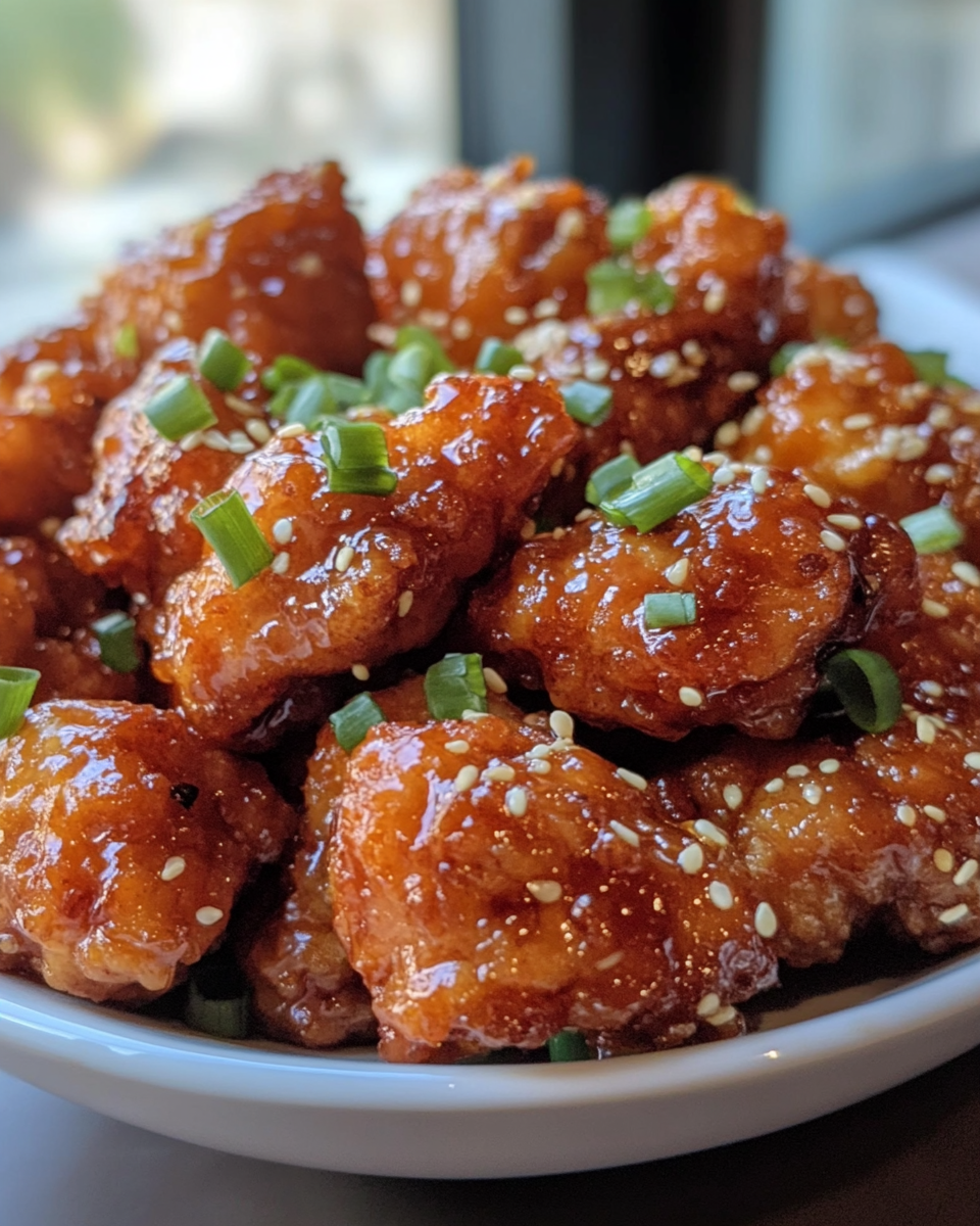 Crispy honey chicken cooked in skillet