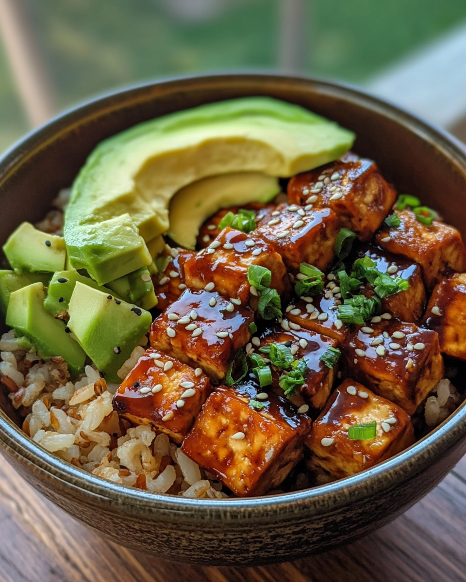 Sauce preparation for teriyaki tofu bowl