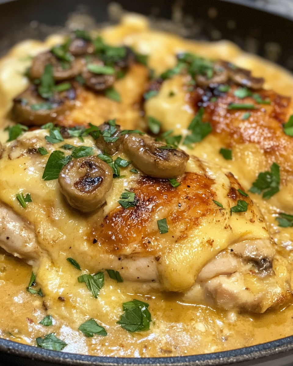 Southern Smothered Chicken plated with sides