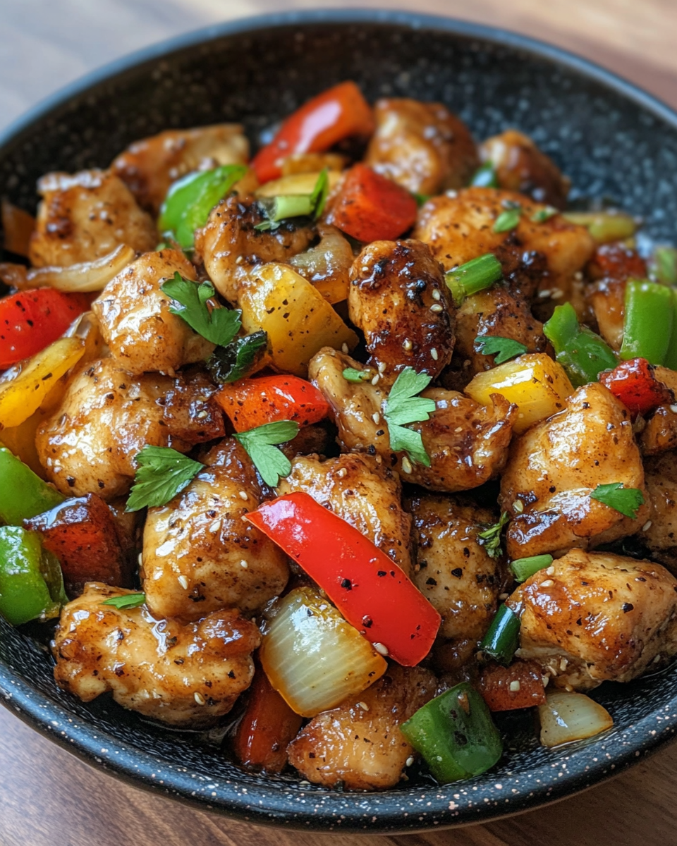 Ingredients laid out for black pepper chicken