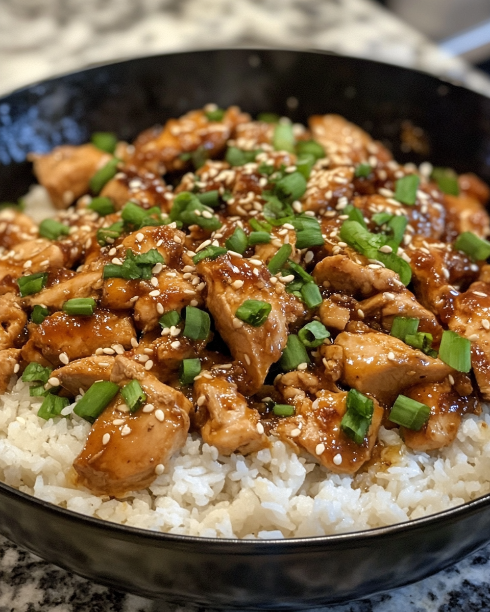Chicken bulgogi caramelizing in a skillet