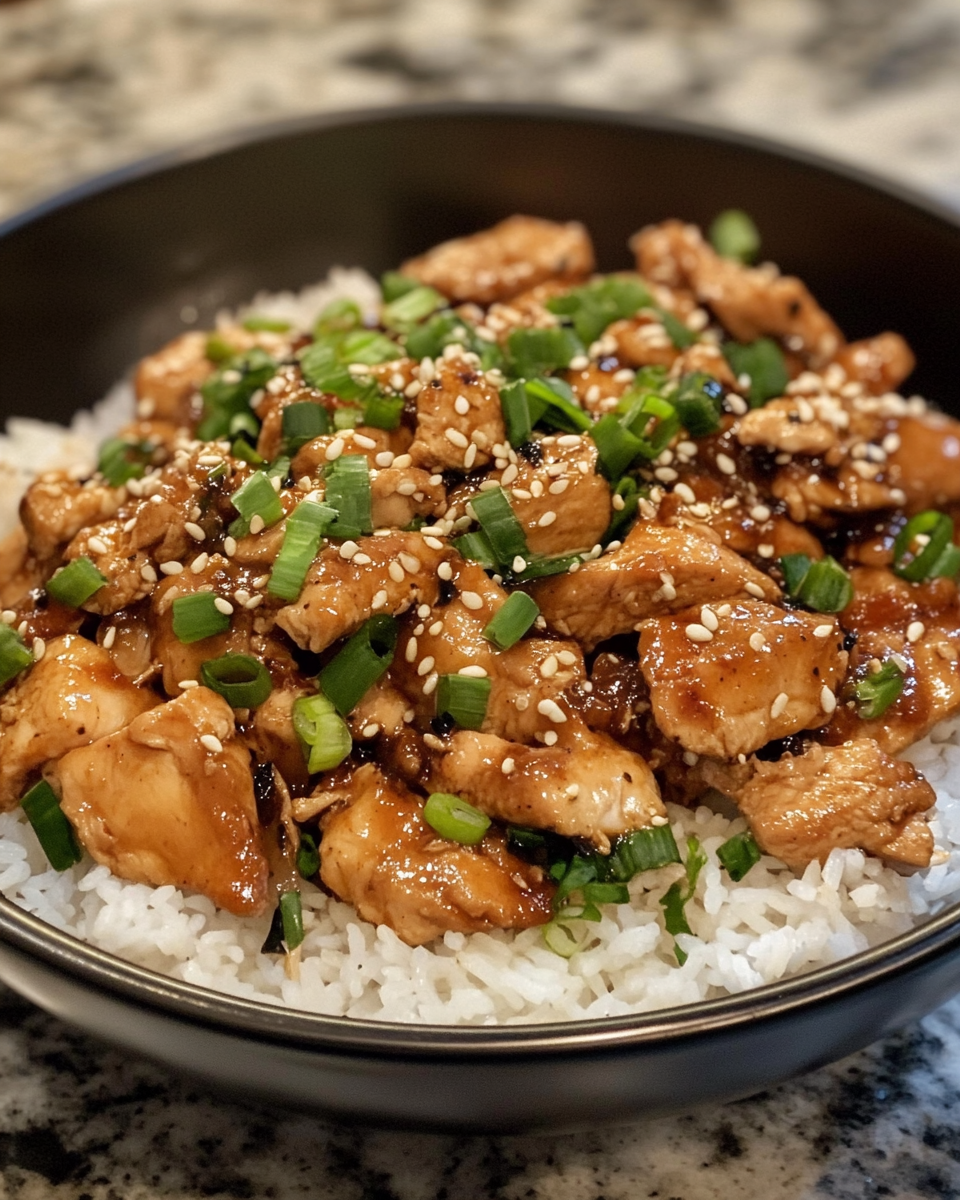 Serving chicken bulgogi on a plate with sides