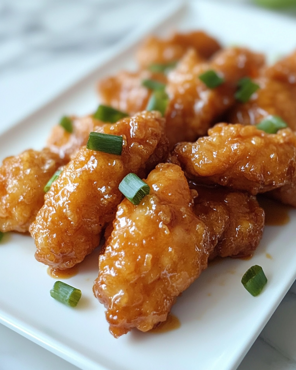 Plated orange chicken served with rice and garnishes