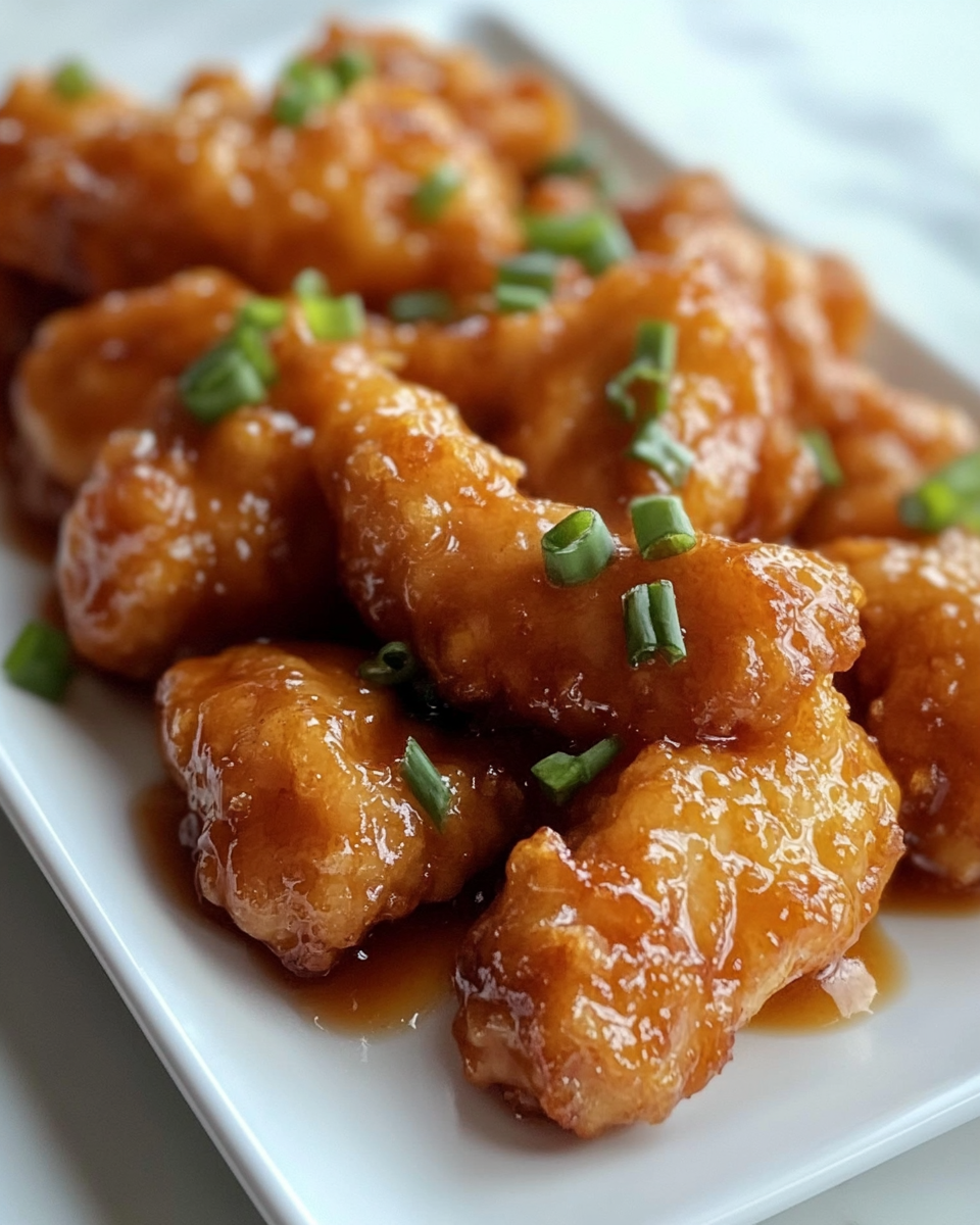 Orange chicken cooking in pressure cooker