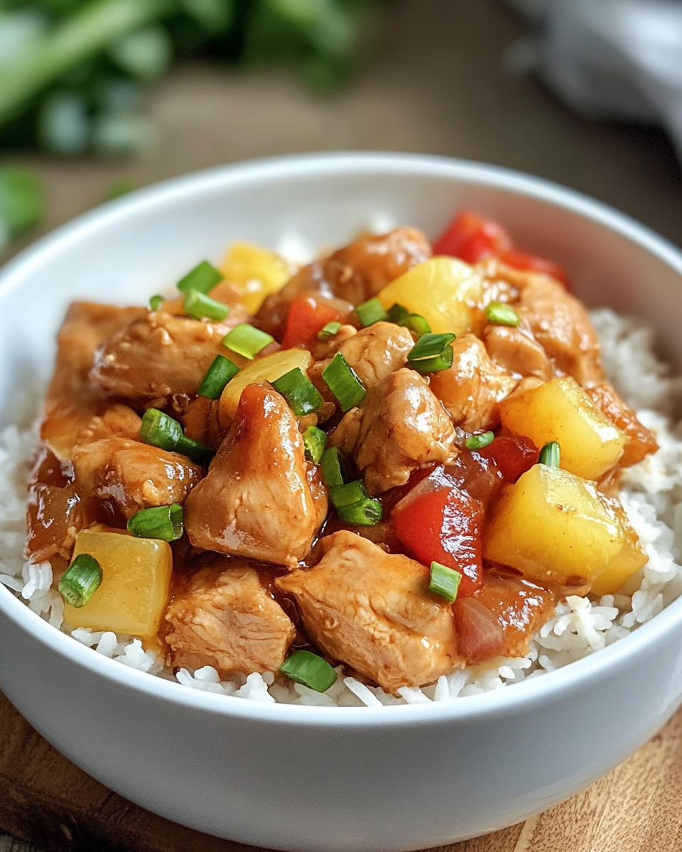 Finished slow cooker Huli Huli chicken served in a bowl