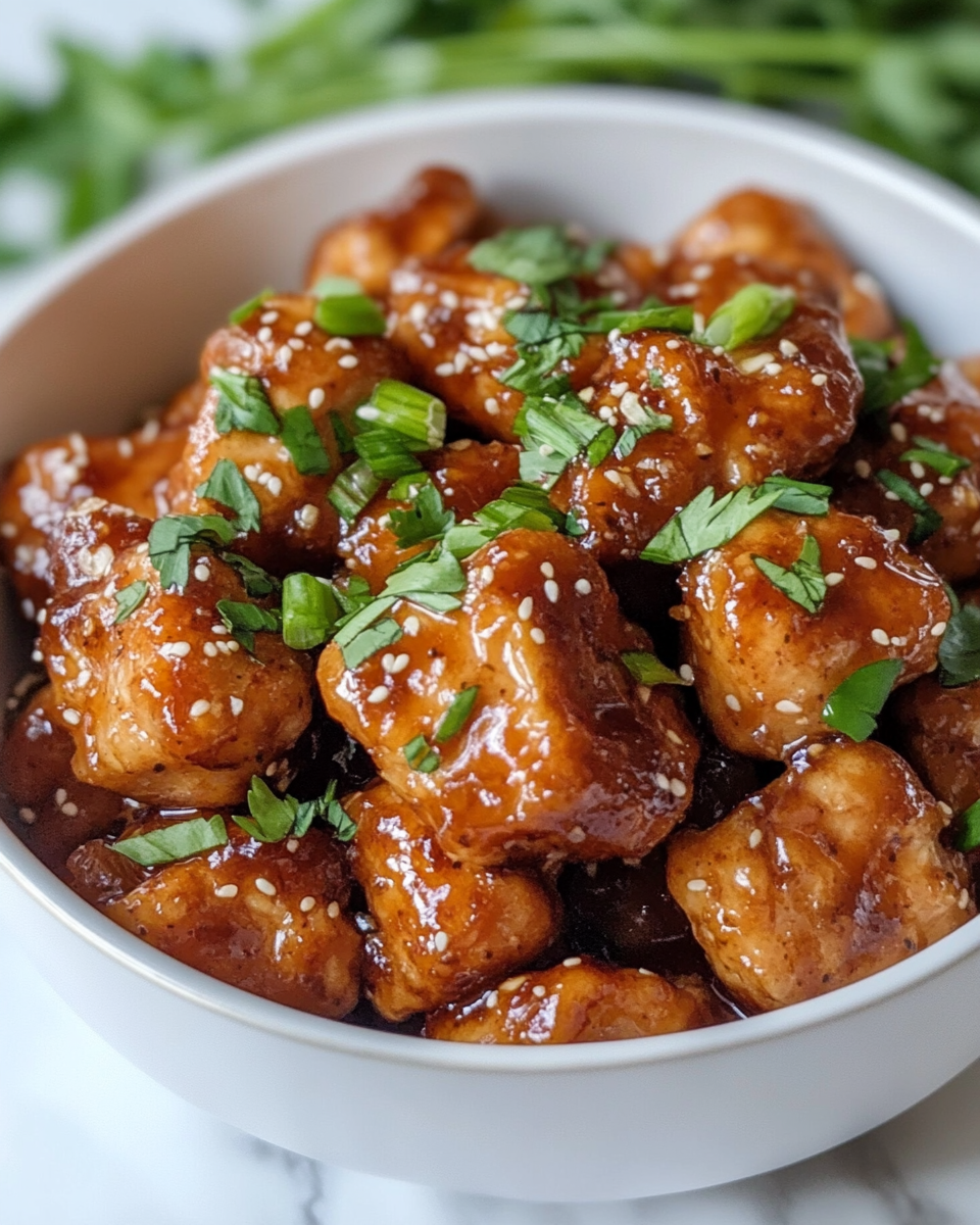 Honey garlic chicken cooking in pressure cooker