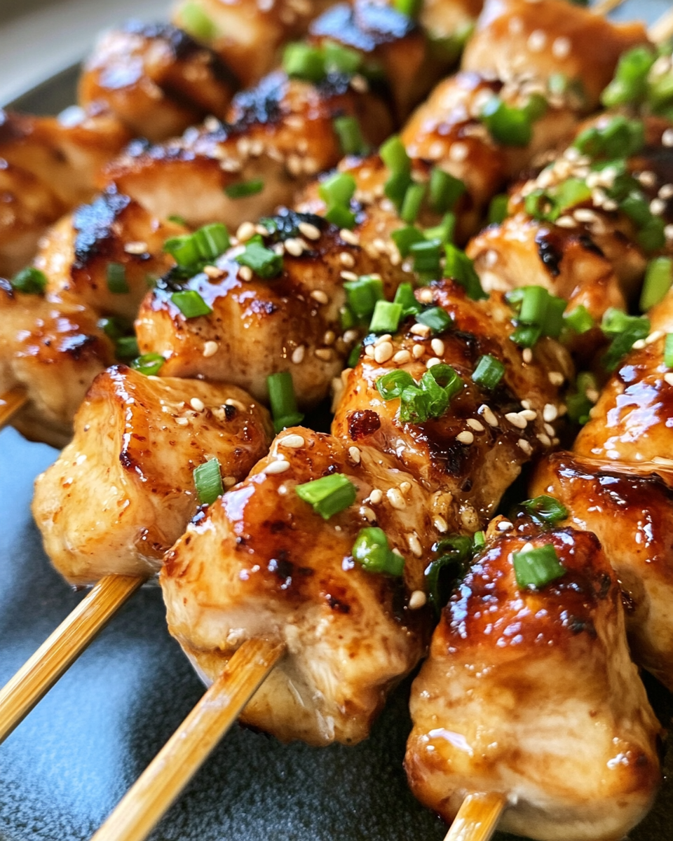 Ready-to-eat Japanese chicken yakitori skewers