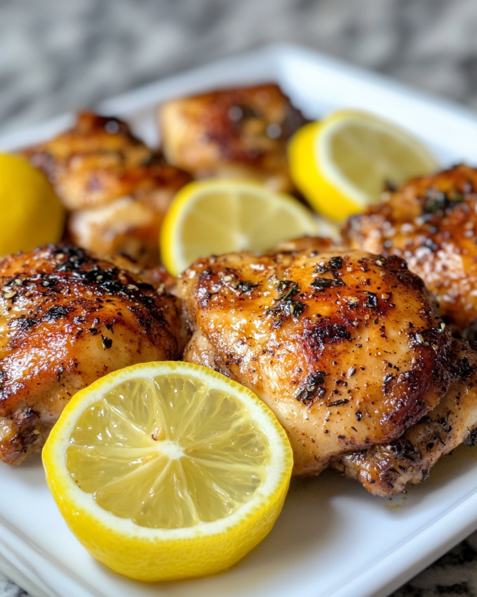 Chicken thighs soaking up lemony paprika marinade