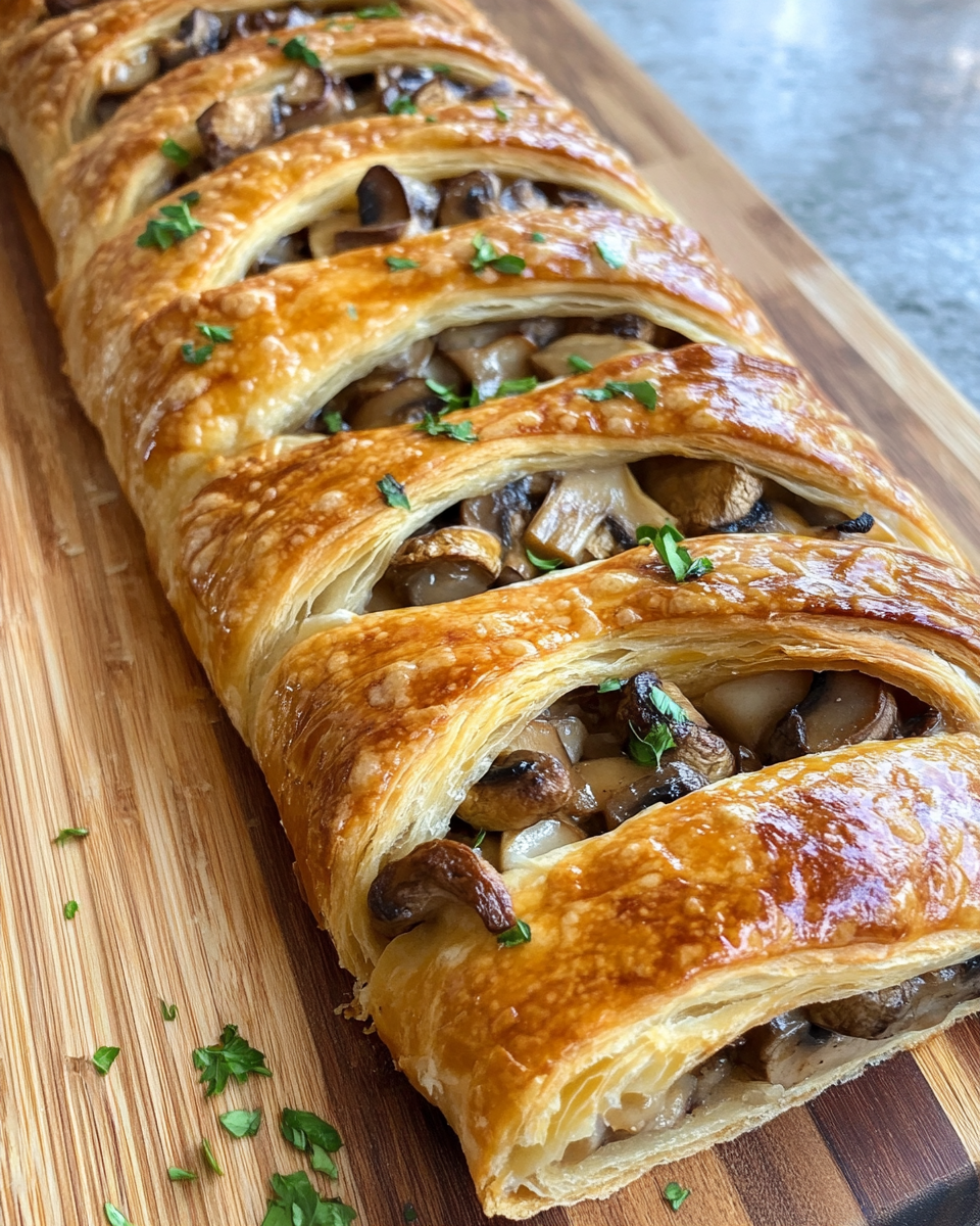 Caramelized onions and mushrooms on puff pastry with Gruyere cheese