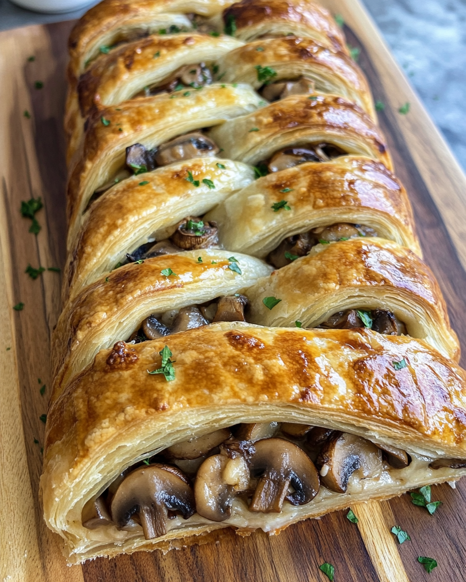 Pressure cooker dish with puff pastry and mushrooms