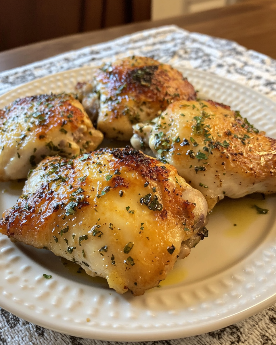 Lemon Garlic Chicken cooking in oven