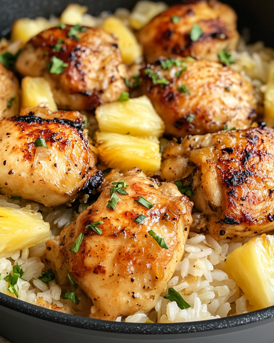 Easy pineapple chicken skillet with bell peppers