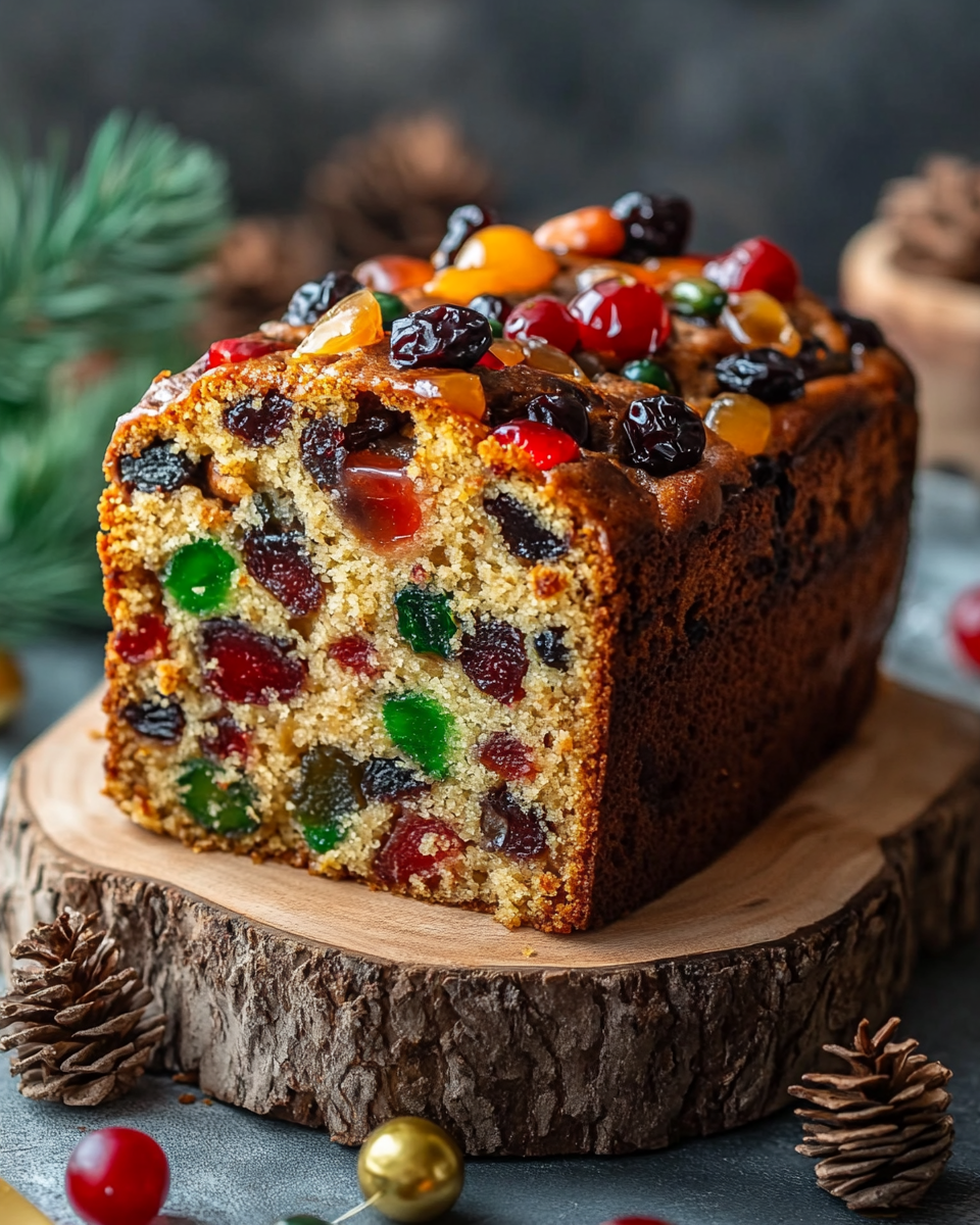 Ingredients laid out for fruitcake preparation