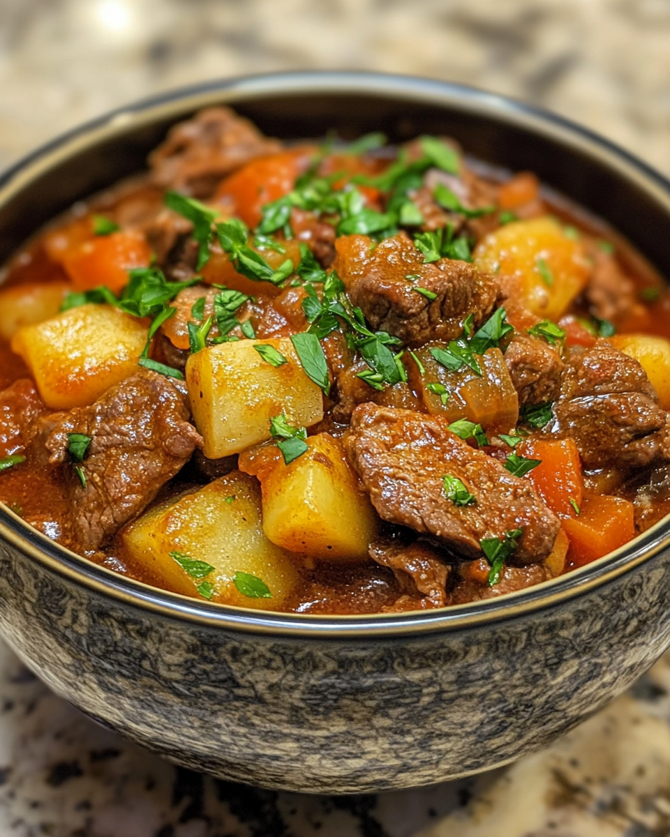 Golden and crispy Egyptian Goulash ready to serve