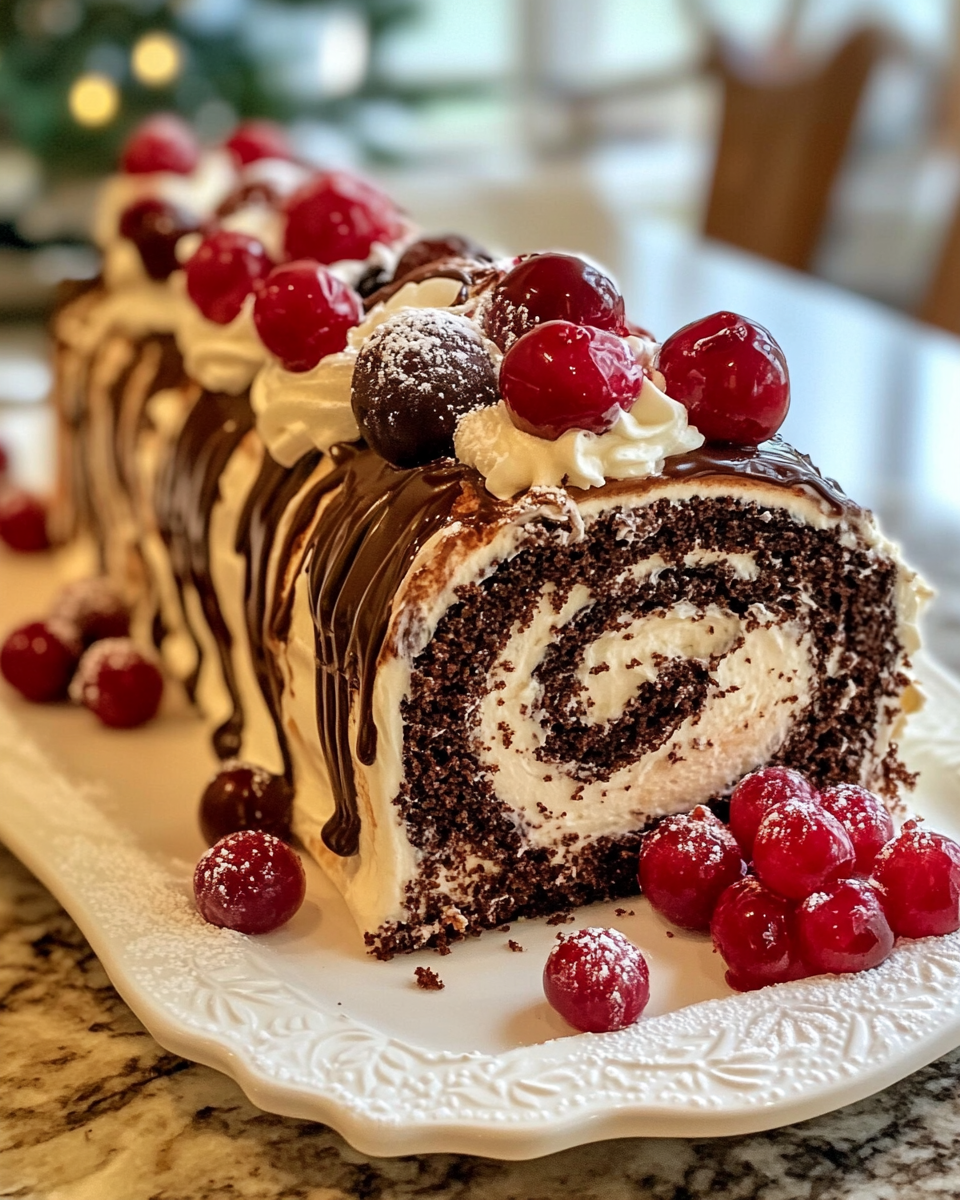 Delicious sliced Black Forest Cake Roll
