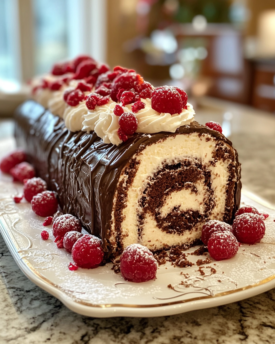 Elegant Black Forest Cake Roll