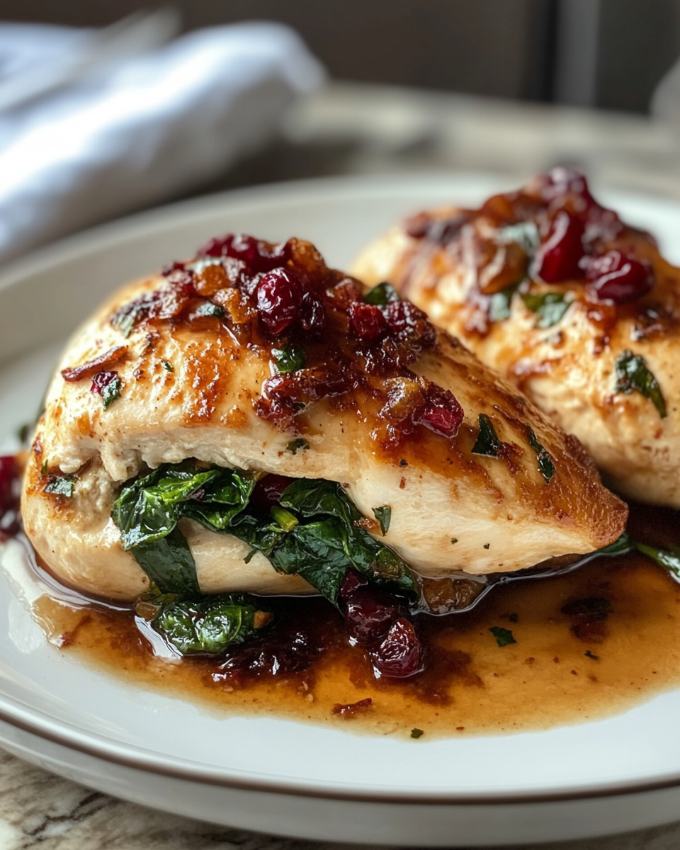 Stuffed chicken breasts with melted cheddar and apple chunks