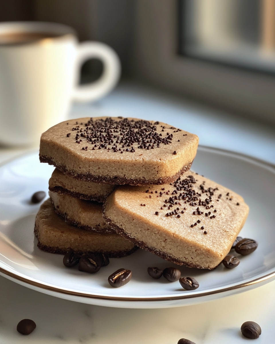 Close up of espresso shortbread cookie texture