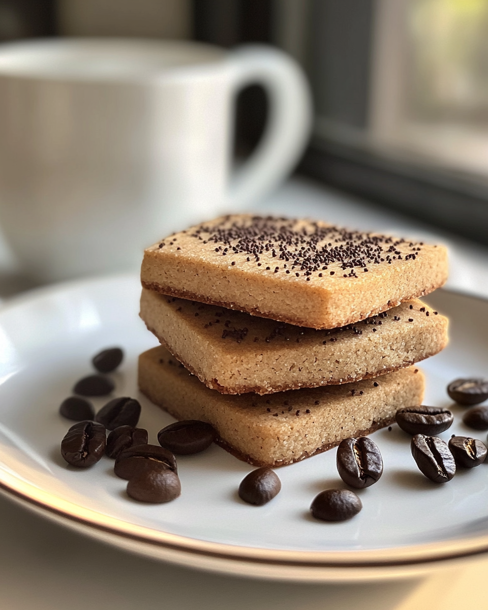 Espresso shortbread cookies fresh from the oven