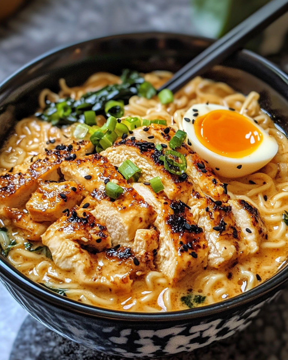 Seared chicken thighs in skillet with creamy garlic sauce