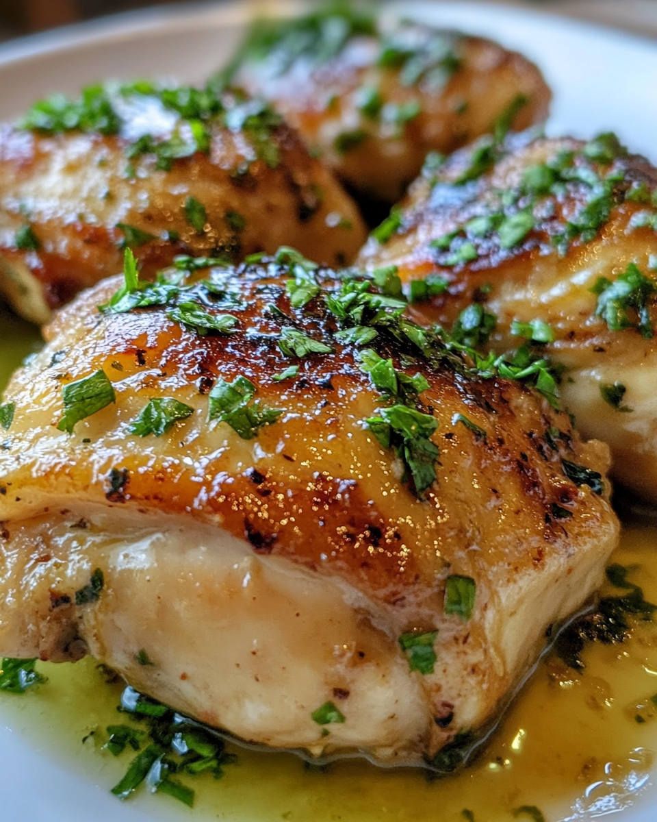Garlic butter chicken golden brown bites cooked in pressure cooker