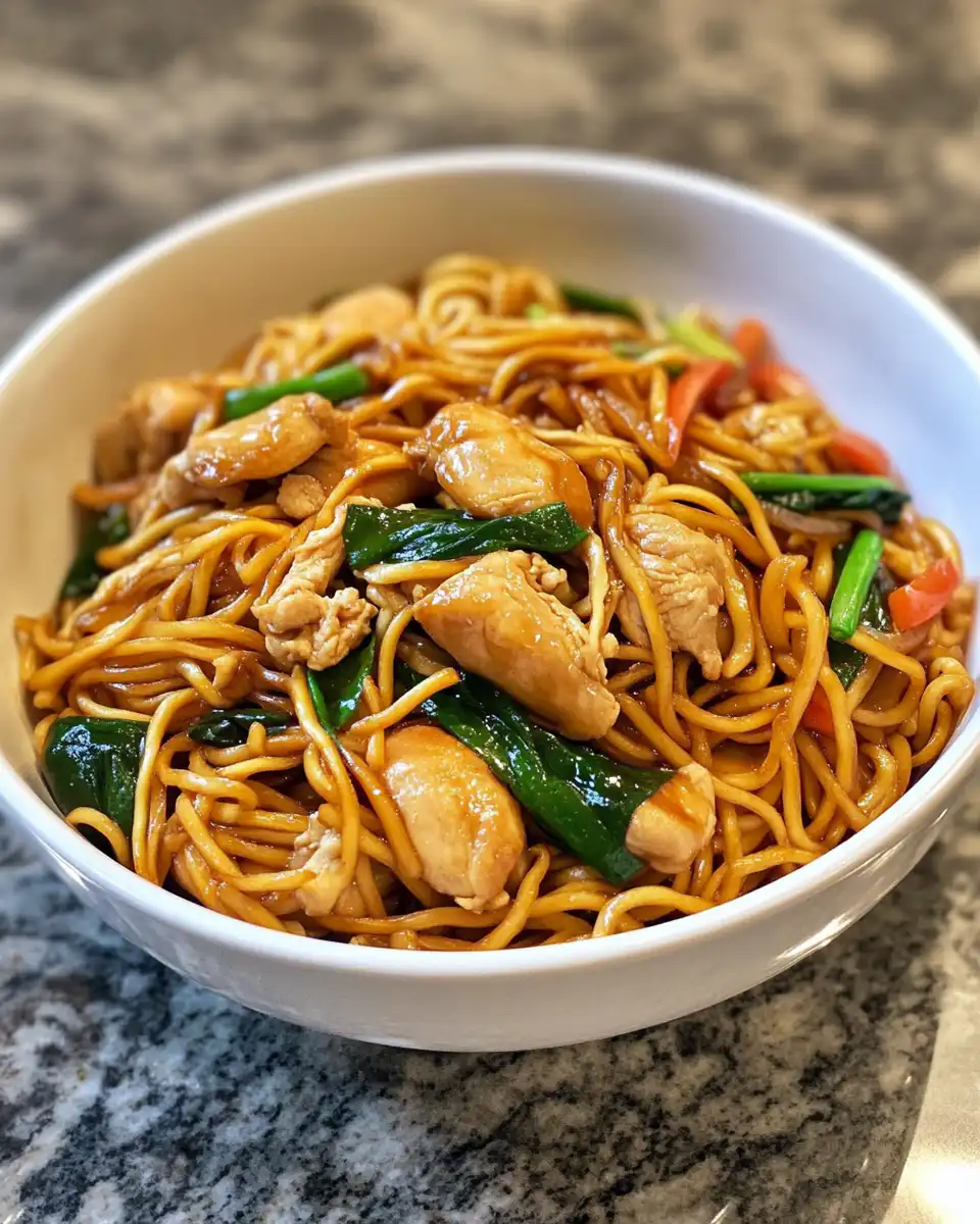 Stir fry veggies and chicken cooking in skillet