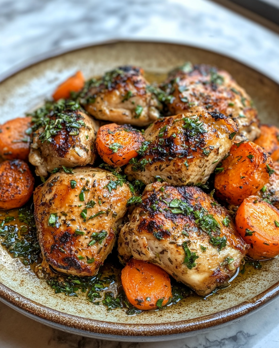 Pressure cooker garlic herb chicken with carrot purée