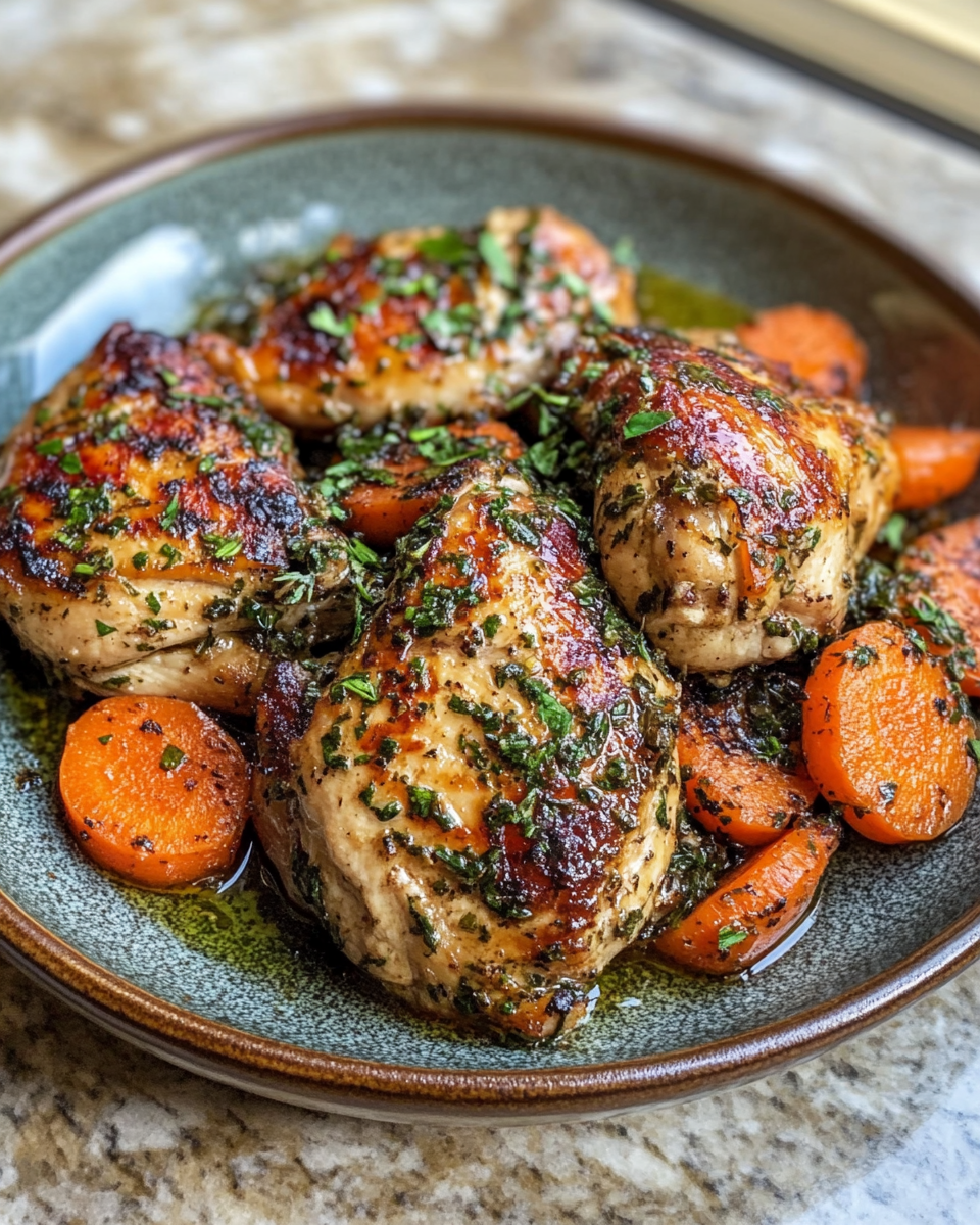 Key ingredients for pressure cooker garlic herb chicken with carrot purée