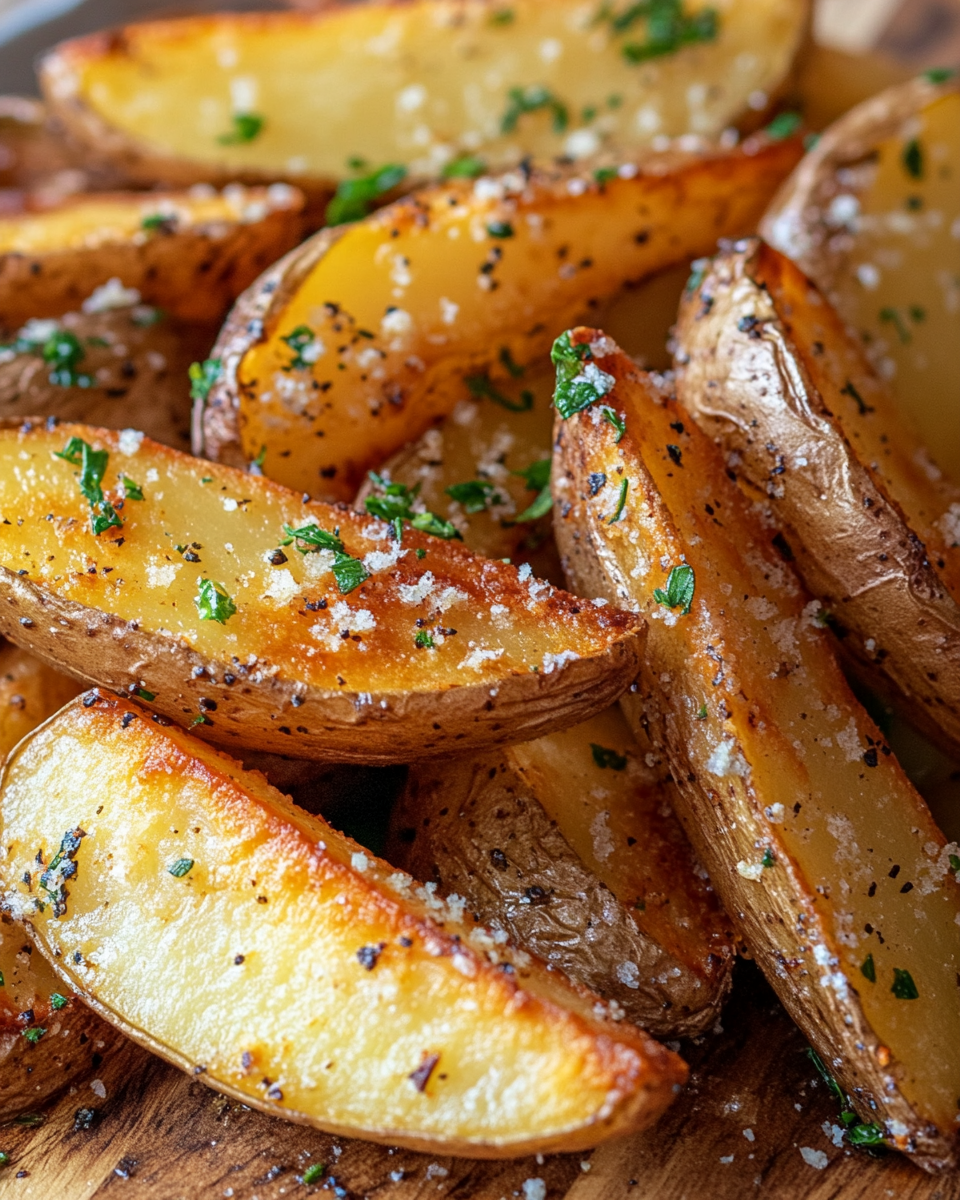 Preparing Garlic Parmesan Potato Wedges seasoning and coating