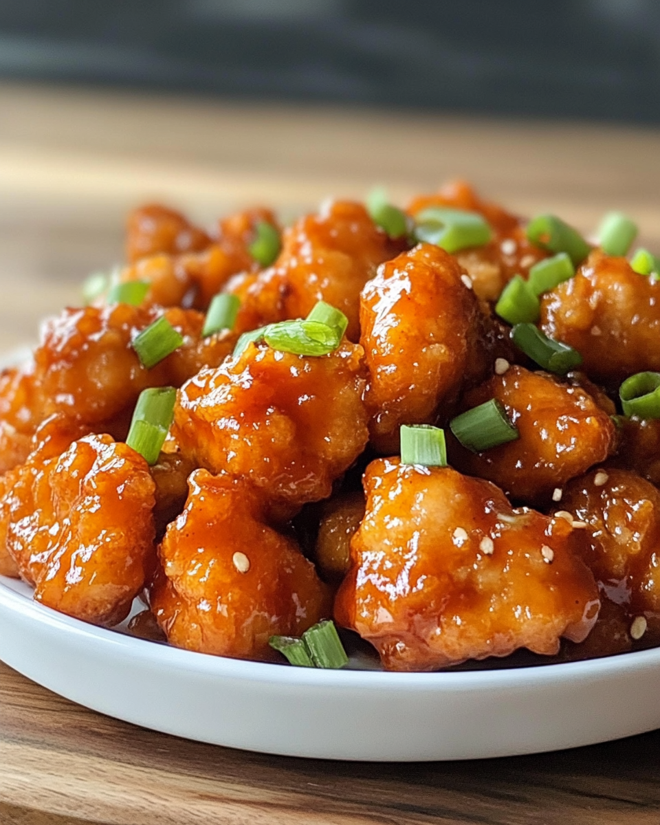 Final plated General Tso's Chicken ready to serve