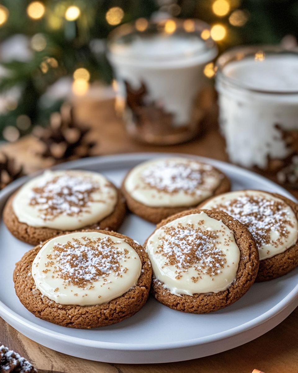 Cream cheese glazed gingerbread cheesecake cookies