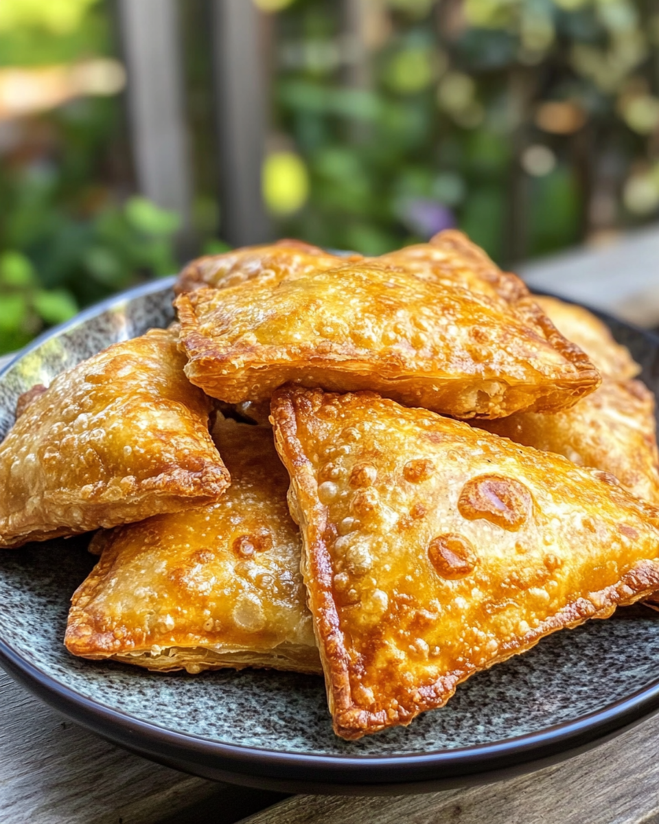 Freshly made samosa patties in skillet