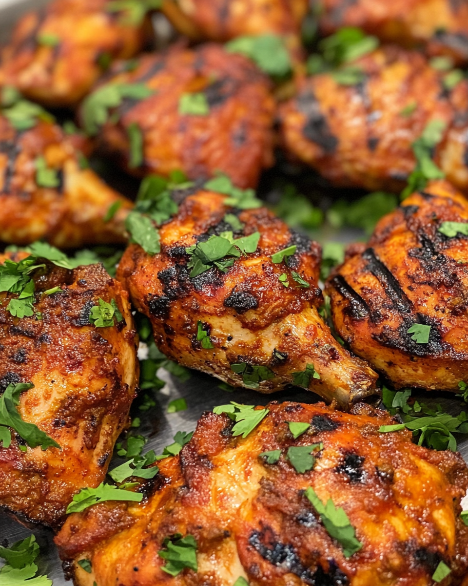 Delicious plated grilled tandoori chicken meal