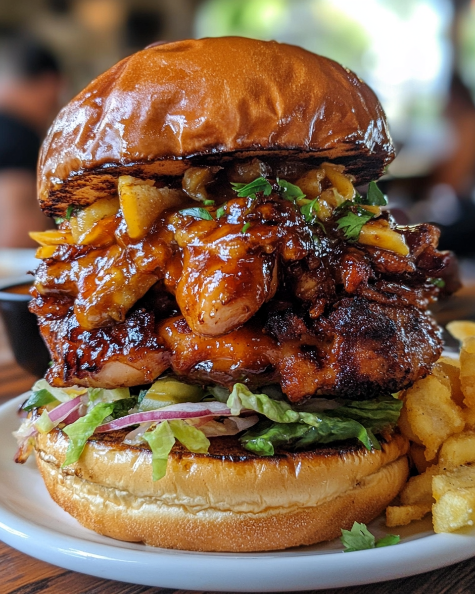 Step by step Hawaiian Huli Huli chicken stack preparation