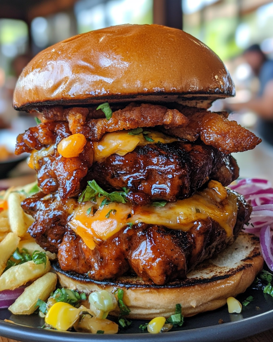 Tasty Hawaiian Huli Huli chicken stack bite