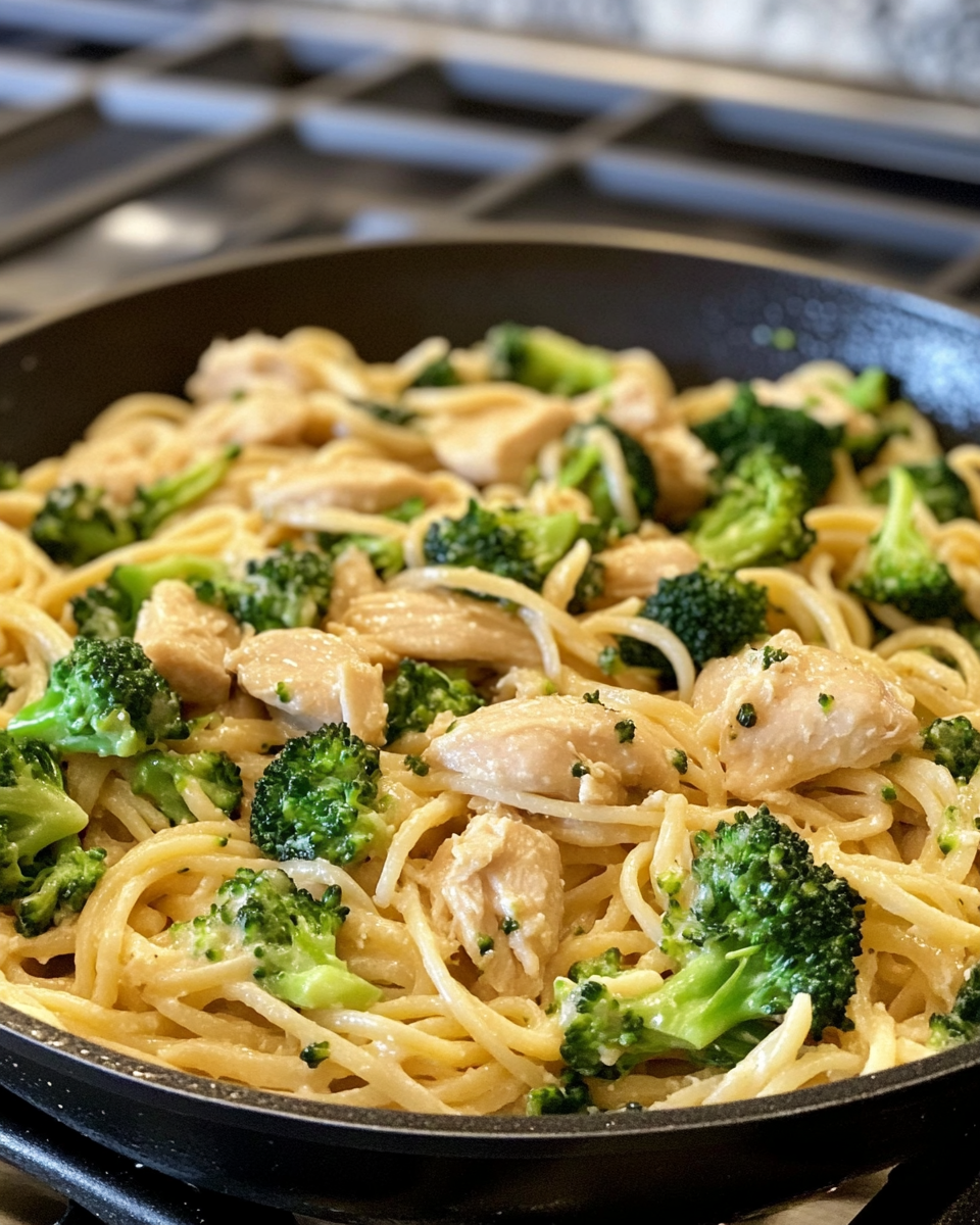 Served portion of High Protein Alfredo Chicken Broccoli Bake
