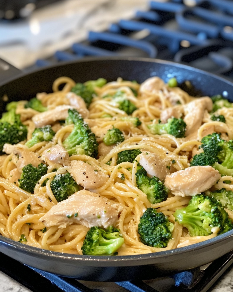 High Protein Alfredo Chicken Broccoli Bake cooked and served