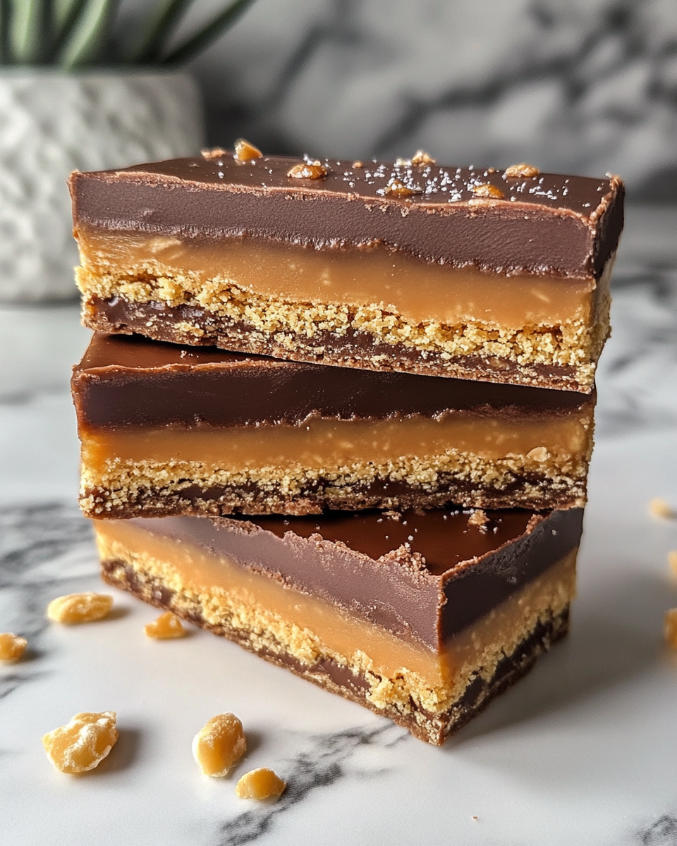 Sliced gluten-free vegan Twix bars ready to serve
