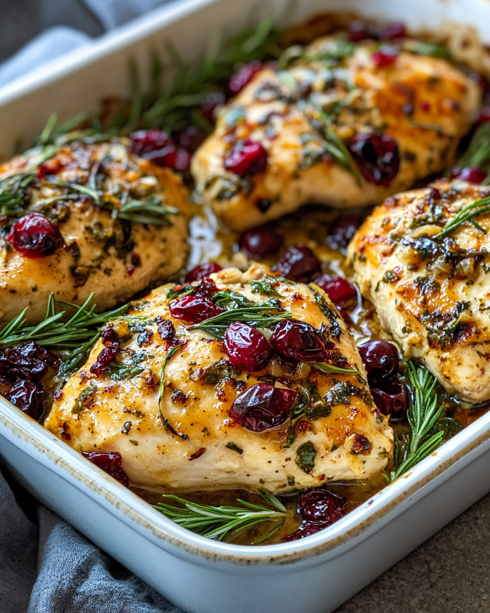 Ingredients for honey cranberry chicken bake on counter