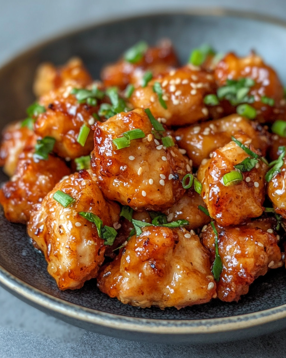 Honey garlic chicken bites fresh out of the cooker