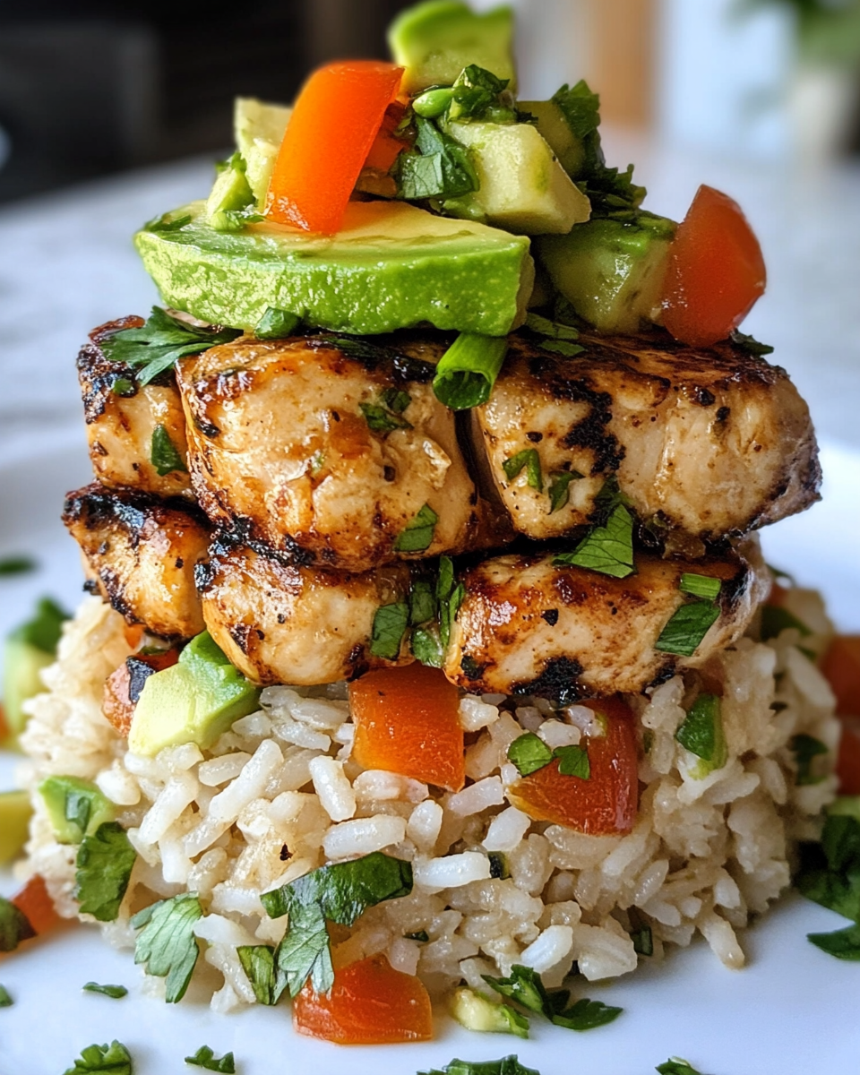 Ingredients for Honey Lime Chicken Avocado Rice Stack