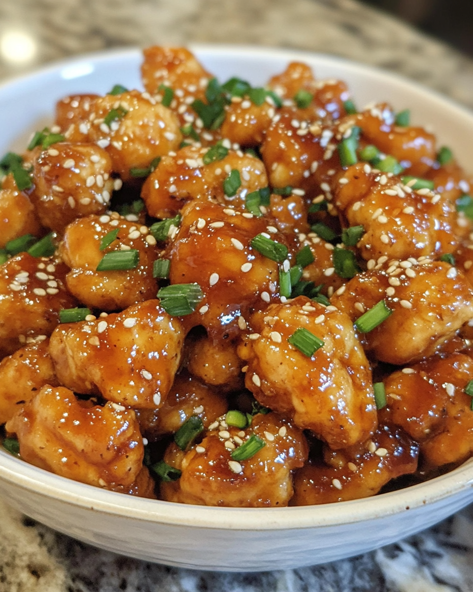 Honey Sesame Chicken freshly cooked,